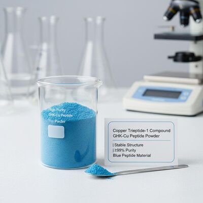 कोलेजन उत्पादन के लिए स्थिर संरचना के साथ उच्च शुद्धता GHK-Cu पेप्टाइड पाउडर।